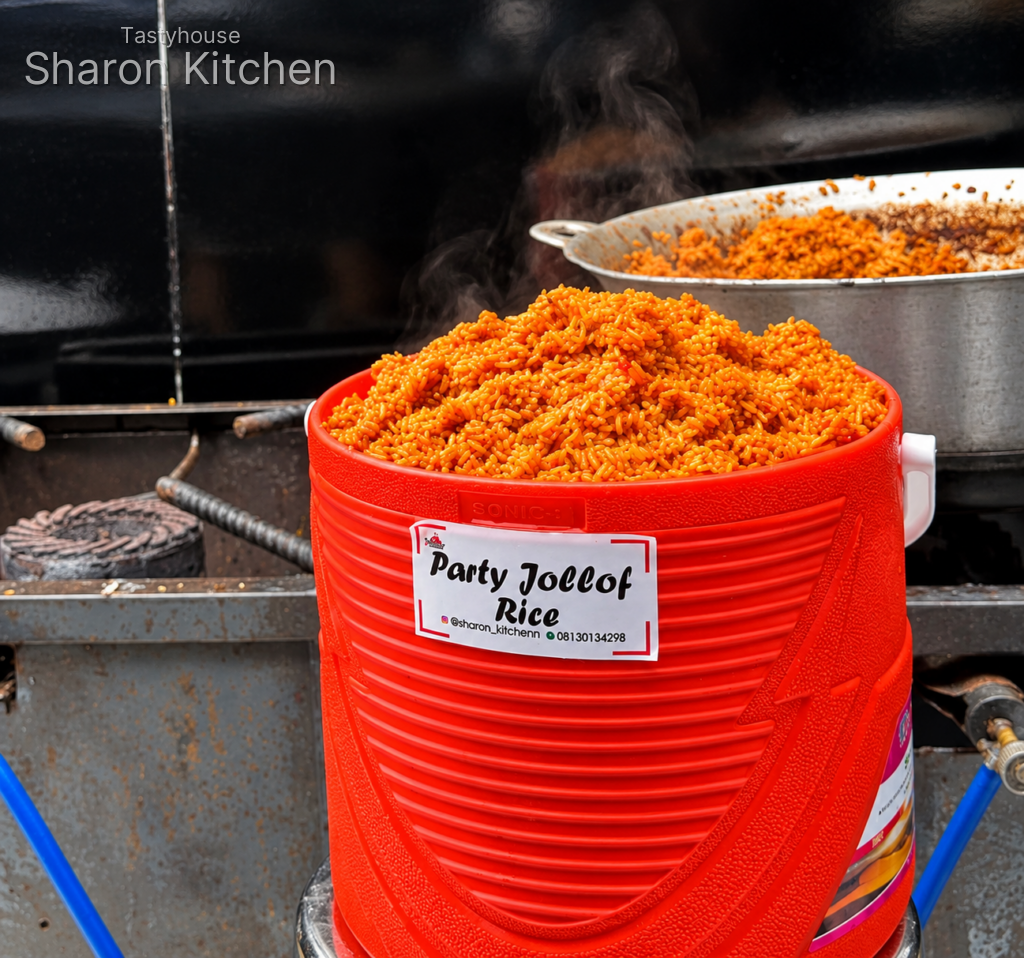 Party Jollof Rice + 20 pcs Peppered Chicken