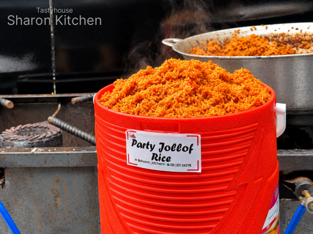 Party Jollof Rice + 20 pcs Peppered Chicken