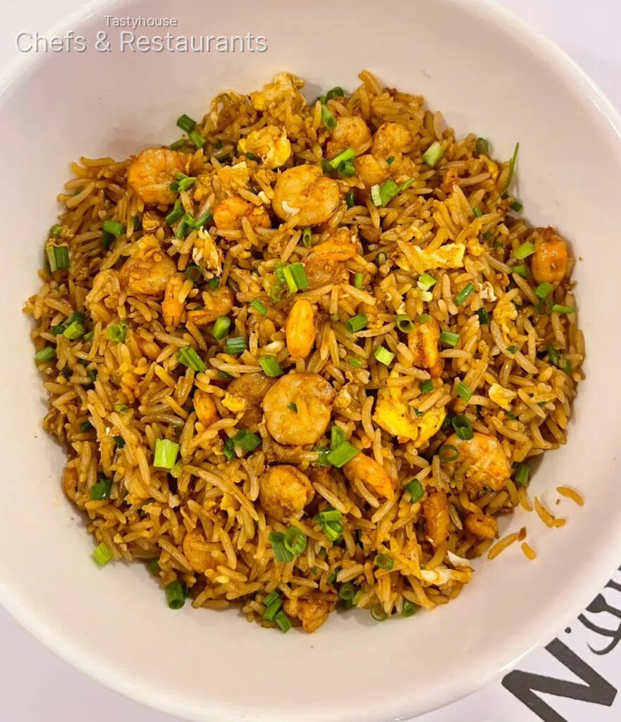 Shrimp fried rice and tender shredded beef tossed in chilli sauce
