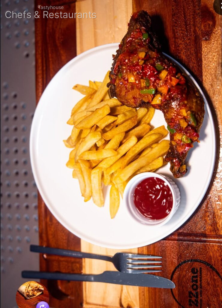 Chicken with fries