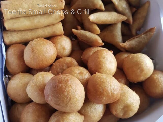 20.Samosas, 20 spring rolls and 40 puff puff