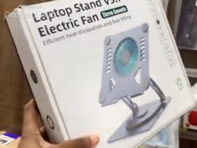 360° Laptop Stand with Built-in Rotating Cooling Fan